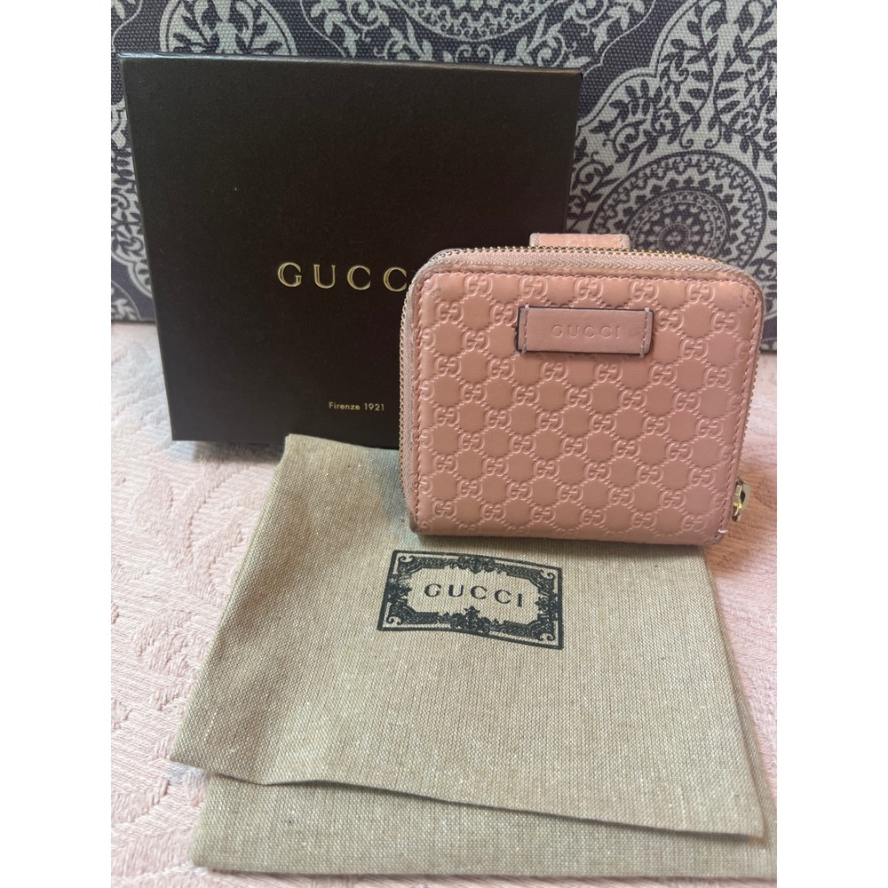 Gucci Microguccissima Pink Leather Compact Bifold Zip Wallet 449395 - Picture 1 of 8